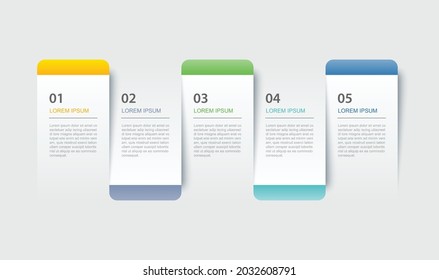 5 data infographics tab paper index template. Vector illustration abstract background.
