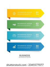 5 data infographics tab paper index timeline template. Vector illustration abstract background.