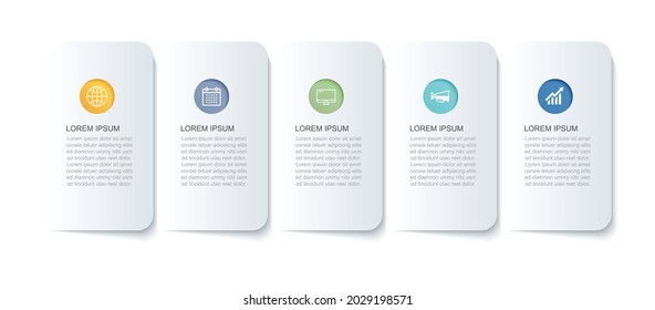 5 Data Infographics Timeline Tabulator Papierindex Vorlage. Abstrakter Vektorgrafik-Hintergrund. Kann für Workflow-Layout, Business Step, Banner, Web Design verwendet werden.