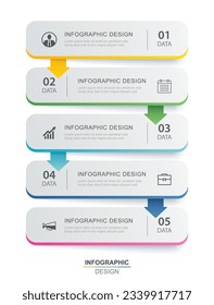 5 data infographics timeline tab paper index template. Vector illustration abstract background.