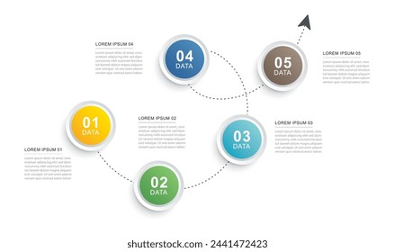 5 data infographics timeline template. Illustration business abstract background.