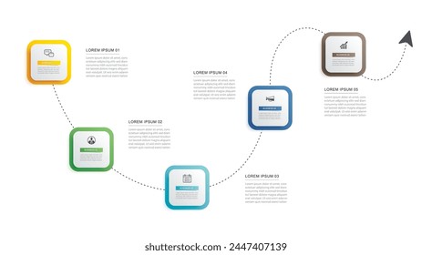 5 data infographics timeline template. Illustration business abstract background.