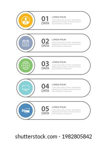 5 Daten-Infografiken Tube dünne Linie Index Vorlage. Abstrakter Vektorgrafik-Hintergrund. Kann für Workflow-Layout, Business Step, Banner, Web Design verwendet werden.