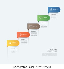 5 data step infographics timeline tab paper index template. Vector illustration abstract background. Can be used for workflow layout, banner, web design.