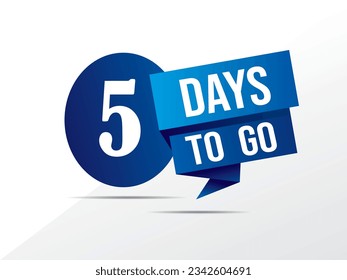 5 day to go last countdown icon. Two day go sale price offer promo deal timer, 5 days only, Countdown left days banner. count time sale. Vector illustration, number of days left badge for sale 