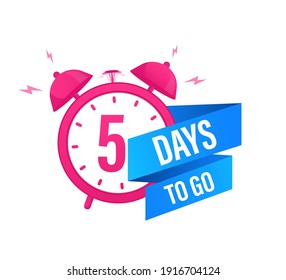 5 day to go in modern style. Special offer badge. Web design. Sale tag. Vector illustration.