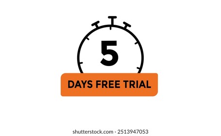 5 days free trial Countdown number banner templates. time icon. Vector Illustration 
