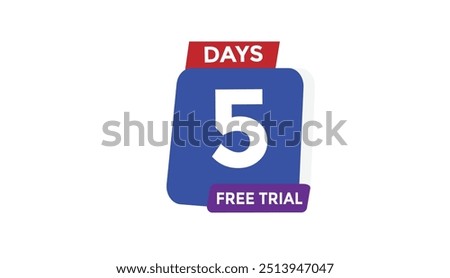 5 days free trial Countdown number banner templates. time icon. Vector Illustration 
