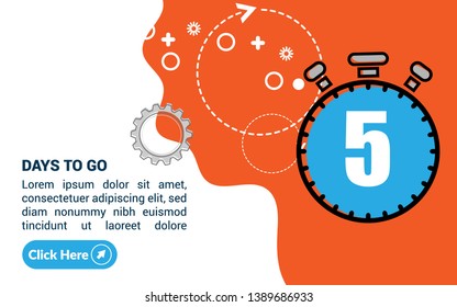 5 days to go banner. flat style. days to go concept.