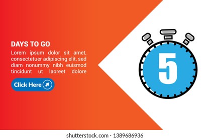 5 days to go banner. flat style. days to go concept.