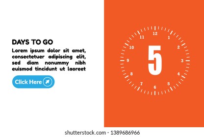 5 days to go banner. flat style. days to go concept.