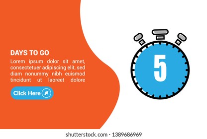 5 days to go banner. flat style. days to go concept.