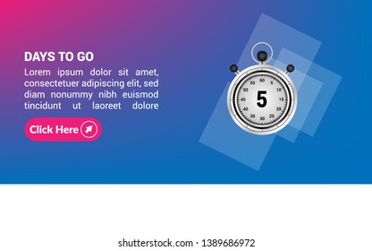 5 days to go banner. flat style. days to go concept.