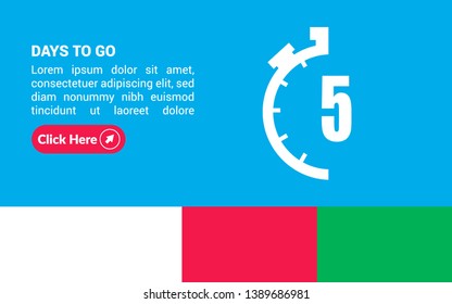 5 days to go banner. flat style. days to go concept.