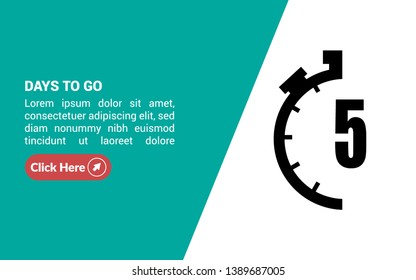 5 days to go banner. flat style. days to go concept.