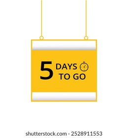 5 Tage vor dem Countdown isolierte flache Design-Banner. Vektorvorlage.