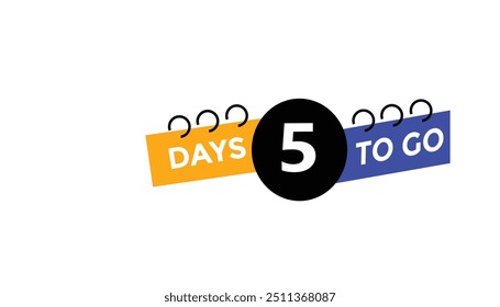5 días para ir Cuenta regresiva número Anuncio Plantillas. Ilustración vectorial 