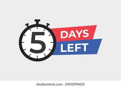 5 days to go countdown template. 5 day Countdown left days banner design. 5 Days left countdown timer