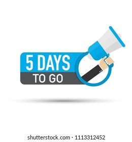 5 days to go flat icon on white background. Vector stock illustration.