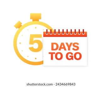 5 Days to go icon. Flat style. Vector icon
