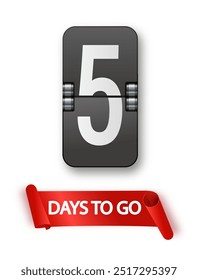 5 days to go icon set. Countdown of days remaining. Offer timer sticker limited to a few days. Vector