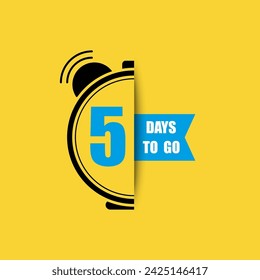 5 days to go last countdown. 5 days only. Five days go sale price offer promo deal timer. Vector illustration. EPS 10.