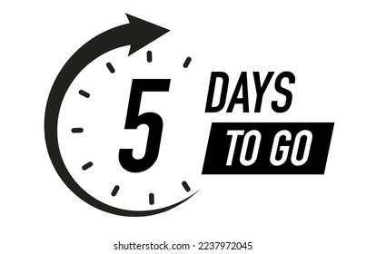 5 days to go timer vector symbol black color
