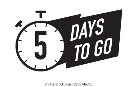 5 days to go timer vector symbol black color