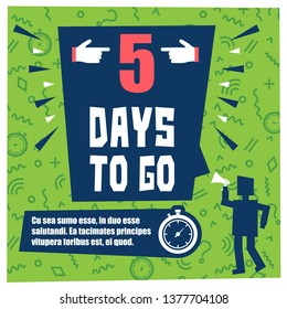 5 Days to Go. Vector Illustration Banner.