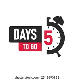 5 Days to Go Vector illustration countdown design, featuring bold icon and a modern style. Ideal for promotions, sales, limited time offers, or event reminders in business marketing materials.