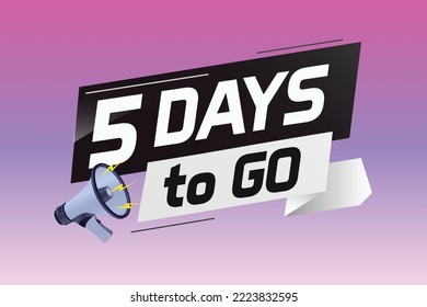 5 días para ir concepto de palabra ilustración vector con altavoz y estilo 3d para usar página de inicio, plantilla, ui, web, aplicación móvil, afiche, banner, volante, fondo, tarjeta de regalo, cupón