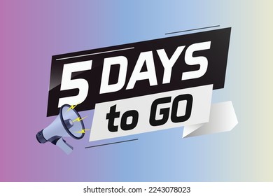 5 días para ir concepto de palabra ilustración vector con altavoz y estilo 3d para usar página de inicio, plantilla, ui, web, aplicación móvil, afiche, banner, volante, fondo, tarjeta de regalo, cupón