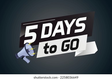5 días para ir concepto de palabra ilustración vector con altavoz y estilo 3d para usar página de inicio, plantilla, ui, web, aplicación móvil, afiche, banner, volante, fondo, tarjeta de regalo, cupón