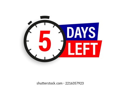 5 days left. Countdown badge. Vector illustration isolated on white background.