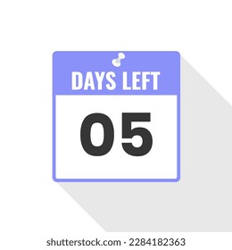 5 Days Left Countdown sales icon. 5 days left to go Promotional banner