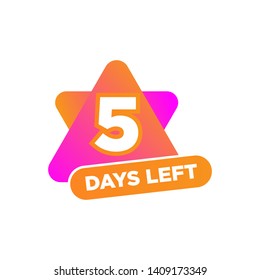 5 Days Left Countdown Template. Gradient Numbers of Days for Sale and Promotion