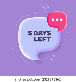 5 days left. Flat, purple, banner 5 Days left. Vector illustration.