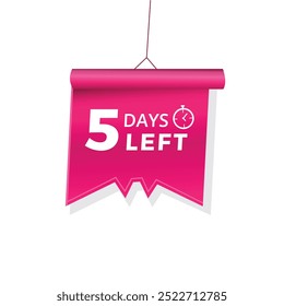 5 Days Left Icon banner label announcement vector illustration.