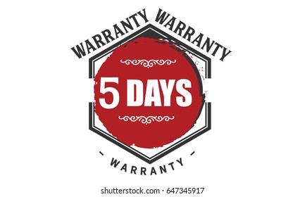 5 days red warranty icon vector vintage grunge guarantee background