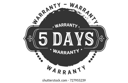 5 days warranty icon vintage rubber stamp guarantee
