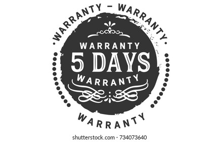 5 days warranty icon vintage rubber stamp guarantee