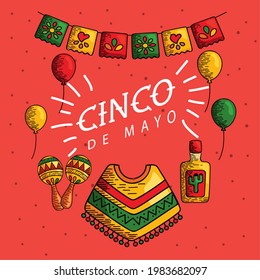 5 de mayo celebration lettering icons