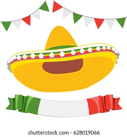 5 de mayo hat with Mexican flag banner