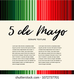 5 de Mayo. Mexican Traditional Holiday Sarape Composition – Copy Space 