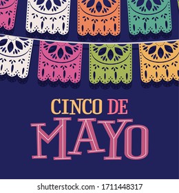 5 De mayo poster with decorated flower ornaments - Vector