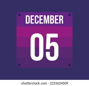 5 december calendar date. Calendar icon for december. Banner for holidays and special dates