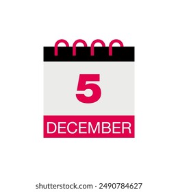 5 december calendar date icon vector eps