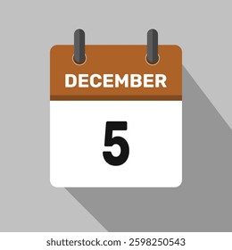 5 december calendar icon vector month date illustration design