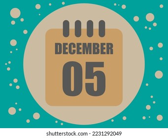 5 december calendar vector. Calendar icon for the month of December with circle. Banner for holidays and commemorative dates