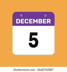 5 Dezember Kalender Symbol Textseite monatlichen Web-Design.
